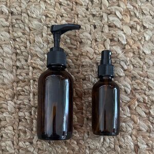 Amber Glass Pump and Spray Bottle set